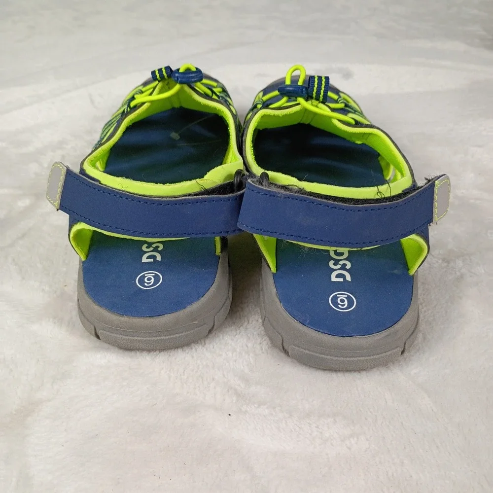 DSG Caged Sandal Youth 6 Blue Neon Green Bungee Hiking Outdoor Gorpcore Summer